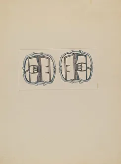 Buckles Prints: Mans Shoe Buckle, c. 1936. Creator: Charles Criswell