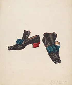 Man's Slippers, 1935/1942. Creator: Mary E Humes Man's Slippers, 1935/1942. Creator: Mary E Humes