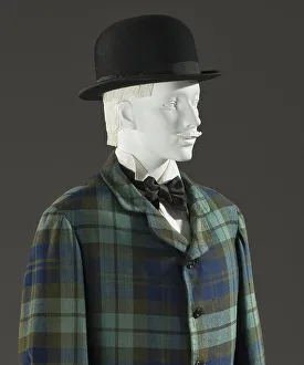Plaid Prints: Man's two-piece lounge suit, England, 1875-1880. Hat: 1875-1890.. Creator: Unknown