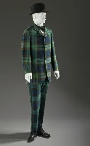 Plaid Prints: Man's two-piece lounge suit, England, 1875-1880. Hat: 1875-1890.. Creator: Unknown