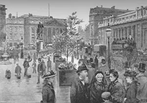 The Mansion House and the Bank of England, 1891. Creator: William Luker.<br> The Mansion House and the Bank of England, 1891. Creator: William Luker