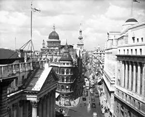 Mansion House and St Paul's Cathedral, City of London, c1955. Creator: Arthur Charles Kirby Ware.<br> Mansion House and St Paul's Cathedral, City of London, c1955