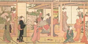 Timber Gallery: Mansion Opening onto a Garden, ca. 1786. Creator: Katsukawa Shuncho