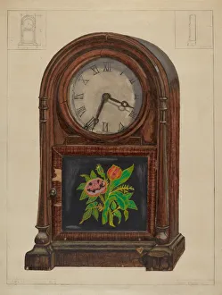 Numeral Prints: Mantle Clock, c. 1936. Creator: John Cutting