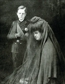 Portugal Prints: Manuel II (1889-1932), Last King of Portugal with his mother Queen Amelia, photo