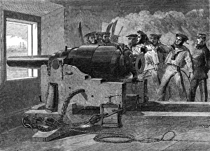 Target Practice Prints: Manufacture of the Armstrong Gun at Woolwich Arsenal: naval practice with a 100-pounder