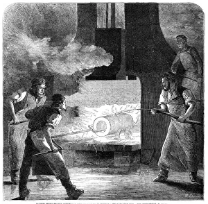 Aprons Prints: Manufacture of the Armstrong Gun at Woolwich Arsenal: welding the coil