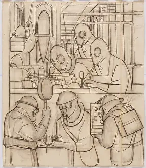 Rivera Prints: Manufacture of Poisonous Gas Bombs, 1932. Creator: Diego Rivera