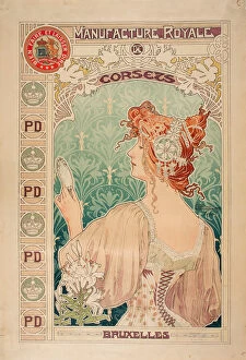 Stylish Collection: Manufacture Royale de corsets, 1897. Creator: Mucha, Alfons Marie (1860-1939)