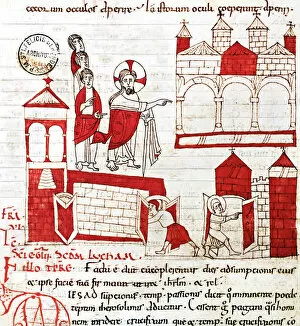 Images Dated 28th July 2014: Manuscript called Homiliari de Beda, representing Jesus at the gates of Jerusalem