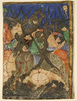 Scripture Prints: Manuscript Cutting Showing a Scene from Hebrew Scripture