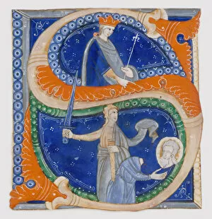 Manuscript Illumination with the Beheading of Saint Paul in an Initial S... Italian, ca
