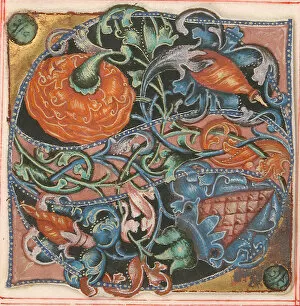 Parchment Gallery: Manuscript Illumination with Initial S, from a Choir Book, German, 16th century
