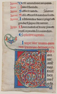 Letter V Prints: Manuscript Illumination with Initial V, from a Bible, ca. 1175-95. Creator: Unknown