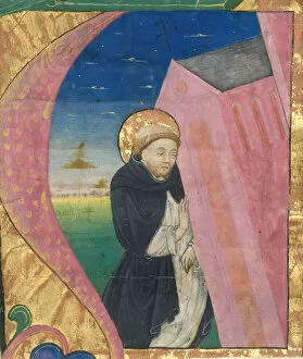 Parchment Gallery: Manuscript Illumination with Saint Dominic Saving the Church of Saint John Lateran