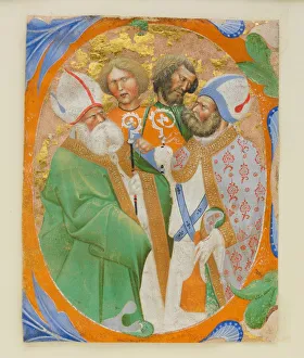 Manuscript Illumination with Four Saints in an Initial O, from a Choir Book, 1440-50