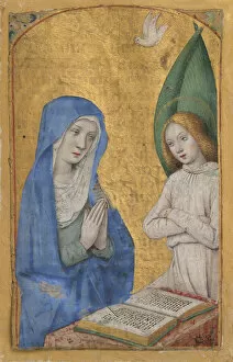 Mary Virgin Collection: Manuscript Leaf with the Annunciation from a Book of Hours, French, ca. 1485-90
