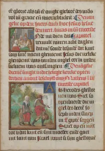 Illuminated Writing Prints: Manuscript Leaf from a Book of Hours, c. 1430. Creator: Unknown
