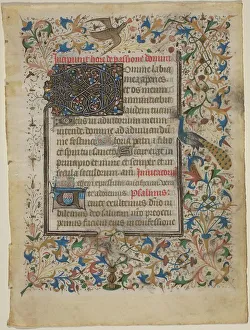 Illuminated Writing Prints: Manuscript Leaf from a Book of Hours (incip. Passionis), 1390. Creator: Unknown