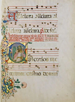 Parchment Gallery: Manuscript Leaf with the Celebration of a Mass in an Initial S