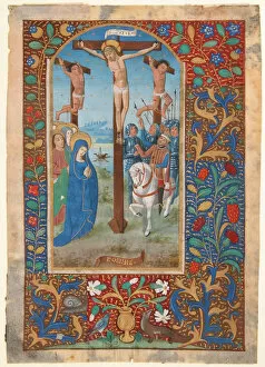 Book Of Hours Gallery: Manuscript Leaf with the Crucifixion, from a Book of Hours, last quarter 15th century