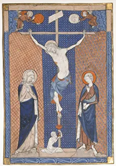 Prayer Book Prints: Manuscript Leaf with the Crucifixion, from a Missal, ca. 1270-80. Creator: Unknown