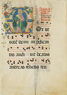 Antiphonary Gallery: Manuscript Leaf with the Feast of Saint Andrew in an Initial M... second half 15th century