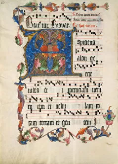 Antiphonary Gallery: Manuscript Leaf with Initial A, from an Antiphonary, ca. 1425-50. Creator: Unknown