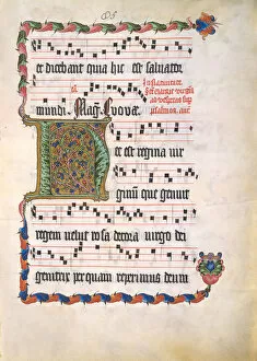 Antiphonary Gallery: Manuscript Leaf with Initial H, from an Antiphonary, second quarter 15th century. Creator: Unknown