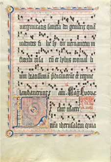 Antiphonary Gallery: Manuscript Leaf with Initial L, from an Antiphonary, second quarter 15th century. Creator: Unknown