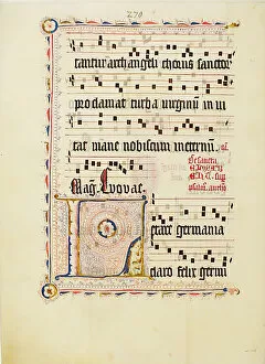 Images Dated 4th December 2020: Manuscript Leaf with Initial L, from an Antiphonary, German, second quarter 15th century