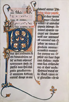 Latin Prints: Manuscript Leaf with Initial M, from a Missal, ca. 1290. Creator: Unknown