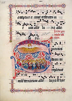Choir Collection: Manuscript Leaf with Initial S, from a Gradual, German, second quarter 15th century
