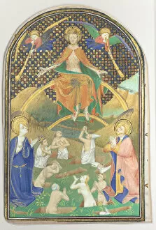 Last Judgement Collection: Manuscript Leaf with the Last Judgment, from a Book of Hours, ca. 1400. Creator: Unknown
