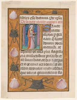 Saint James Gallery: Manuscript Leaf with Saint James the Greater, from a Book of Hours, ca. 1500. Creator: Unknown