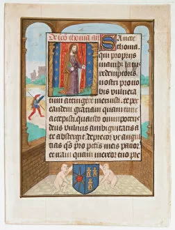 Saint Thomas Collection: Manuscript Leaf with Saint Thomas, from a Book of Hours, ca. 1500. Creator: Unknown