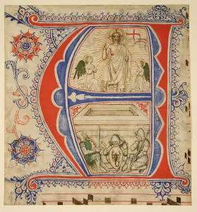 Resurrection Prints: Manuscript Leaf Showing an Illuminated Initial A... second half of 14th-early 15th century