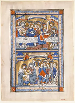 Disciple Gallery: Manuscript Leaf with the Last Supper and the Washing of the Apostles Feet Leaf