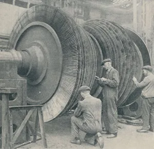 John Brown And Company1 Prints: A Many-Bladed Rotor for one of the Queen Marys low-pressure turbines, 1937