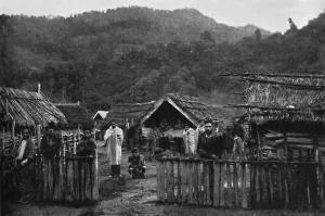 Maori pa, or fortified village, on the Whanganui River, North Island, New Zealand, 1902 Maori pa, or fortified village, on the Whanganui River, North Island, New Zealand, 1902