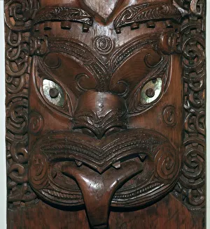 Wood Carving Prints: Maori wood-carving representing an ancestor