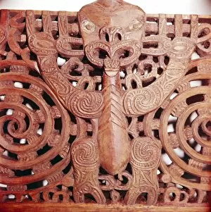 Ancestor Collection: Maori Woodcarving representing panel detail of Ancestor