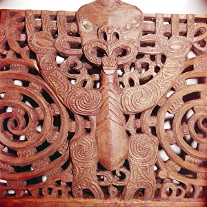 Ancestor Prints: Maori Woodcarving representing panel detail of Ancestor