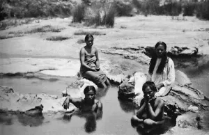 Hot Springs Prints: Maoris bathing in a hot pool, 1902. Artist: Muir & Moodie