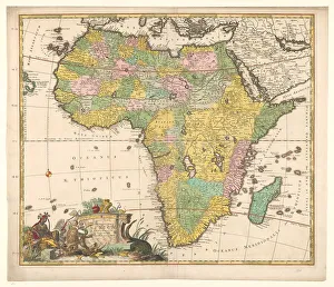 Crocodile Prints: Map of Africa, c.1690. Creator: Carel Allard