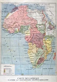 Anglo French Prints: A map of Africa after the The Anglo-French Convention, 1899