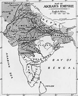Akbar The Great Gallery: Map of Akbars Empire, c1912