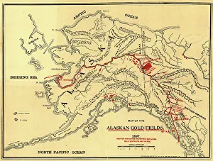Gold Rush Prints: Map of the Alaskan gold fields, 1897. Creator: T. S. Lee