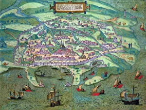 Nile Delta Prints: Map of Alexandria, Egypt, c1572. Artist: Joris Hoefnagel