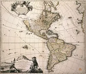 Mapmaking Prints: Map of America, (c1700?). Creator: Johann Baptista Homann
